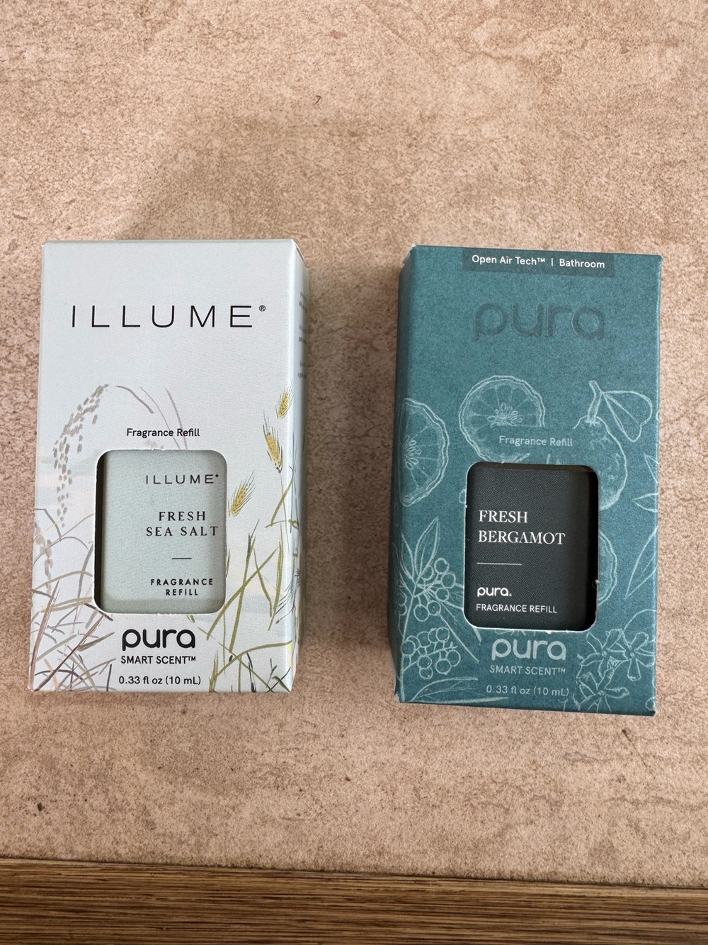 Illume Fresh Sea Salt and Pura Fresh Bergamot Fragrance Refills -l